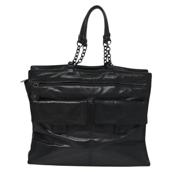 BOTTEGA VENETA Chain Hand Bag Leather Black Auth bs22135 - Picture 2 of 16